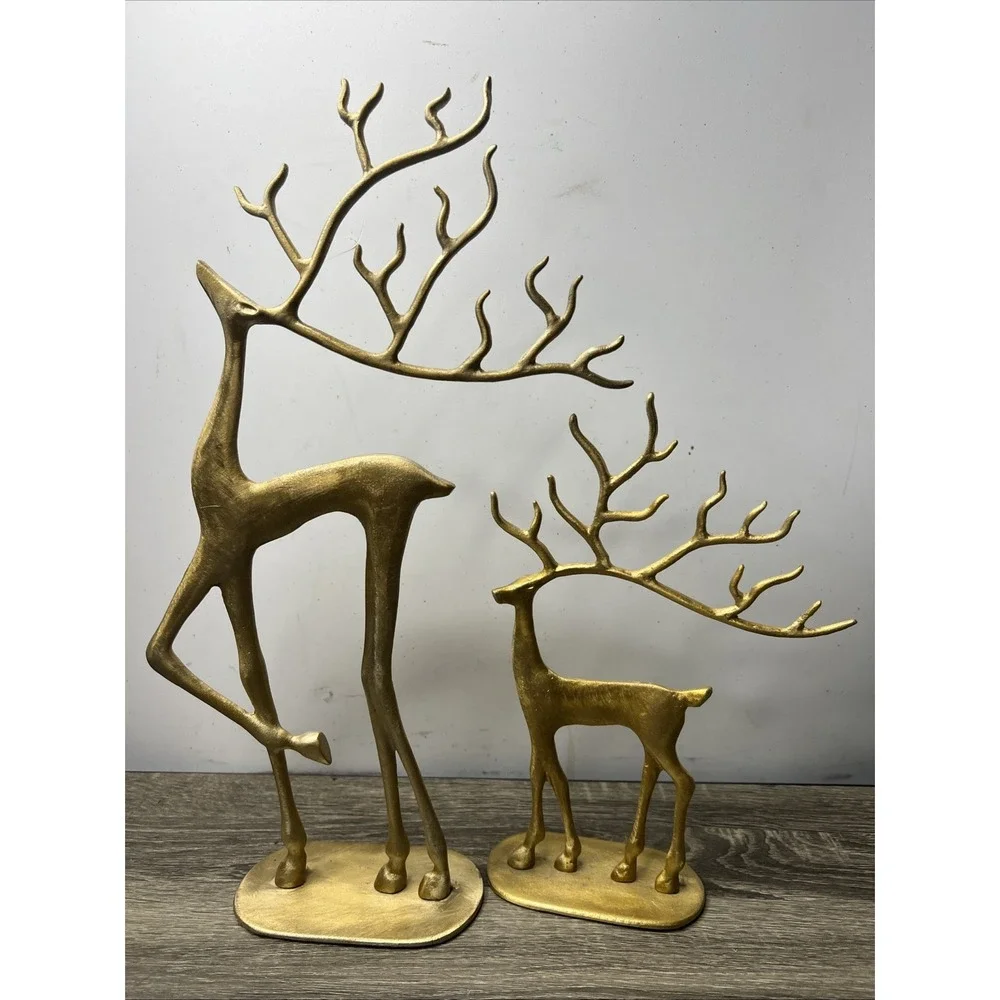 Pottery Barn Brass Sculpted Reindeer Deer Medium 15.75